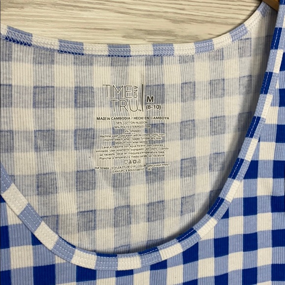 NWOT Time and Tru Blue White Checkered Tank Top - Picture 4 of 5